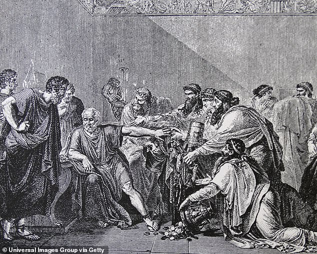 A photo of Hippocrates refusing presents from Artaxerxes I of Persia