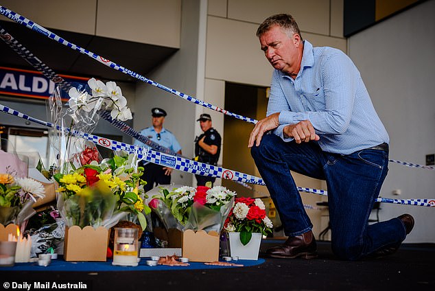 Shattered locals paid tribute to Ms White at the shopping center on Monday