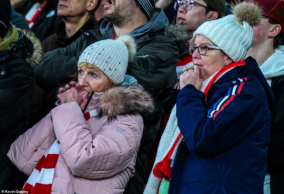 The tension in the second half became too much for some spectators before Leandro Trossard's goal gave Arsenal the points