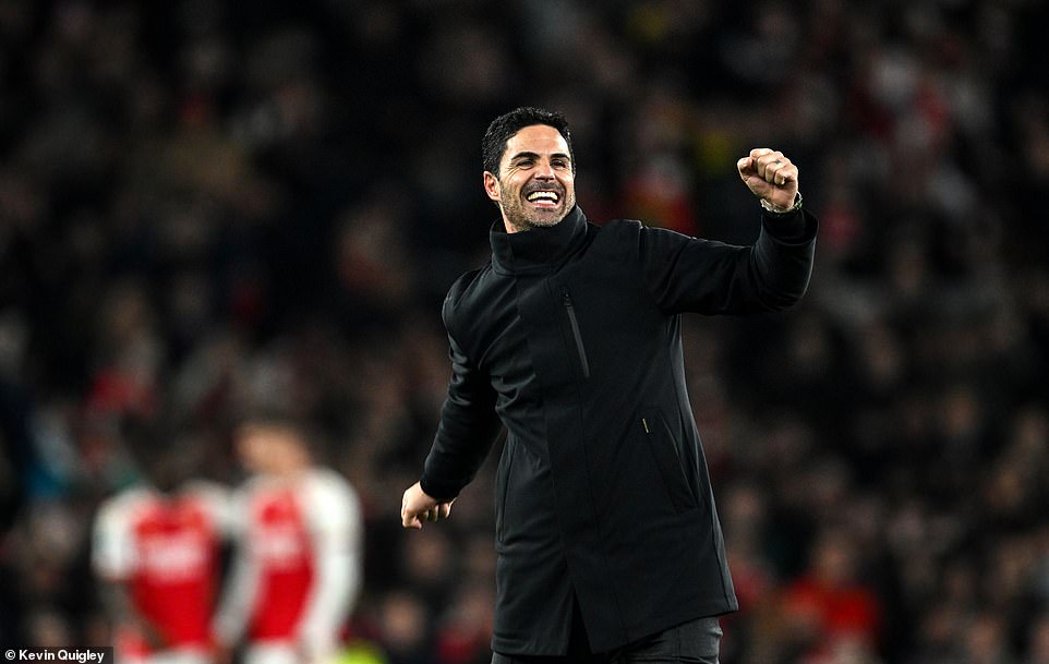 Arsenal boss Mikel Arteta celebrated the result wildly, drawing full-time cheers from the crowd with numerous fist pumps