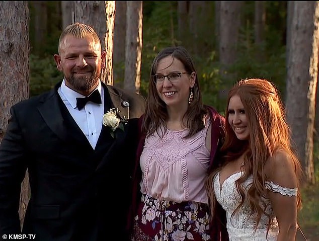 Their kindergarten teacher (middle) was present at their wedding in September