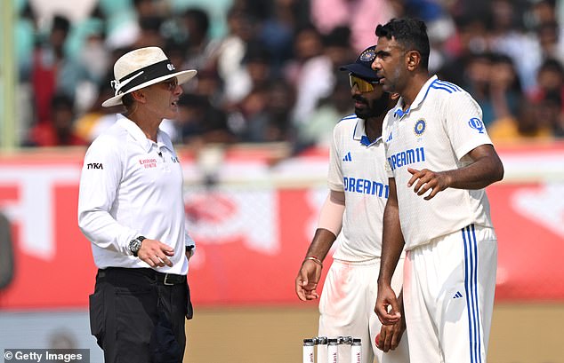 New Zealand umpire Chris Gaffaney (left) had a poor match in the second Test in Visakhapatnam