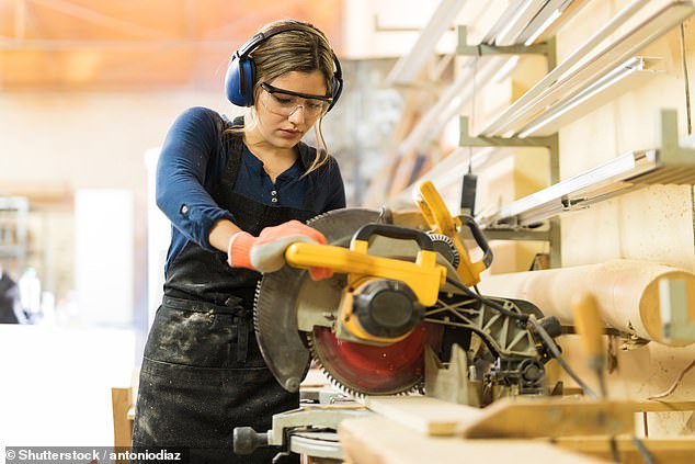 About 85 percent of taxpayers earning between $50,000 and $130,000 will receive $804 more than previously promised.  The photo shows a female carpenter using power tools