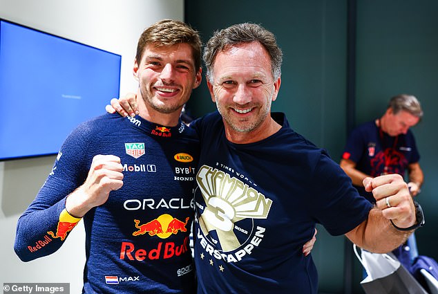 Christian fights for his job as Red Bull team boss after the Formula 1 team launches an investigation (photo Christian on the right with Max Verstappen on October 7)