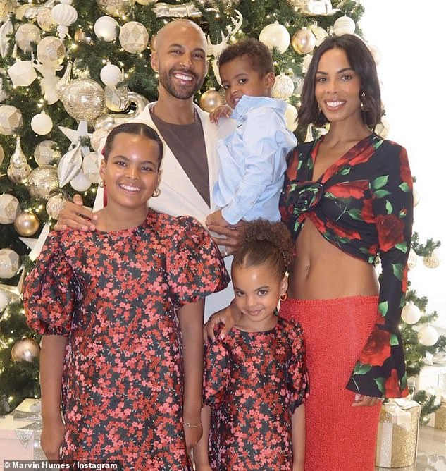 Marvin and Rochelle, who renewed their wedding vows in 2022 to mark 10 years of marriage, share three children, Alaia-Mai, 10, (L) Valentina, six, (R) and Blake, three (M)