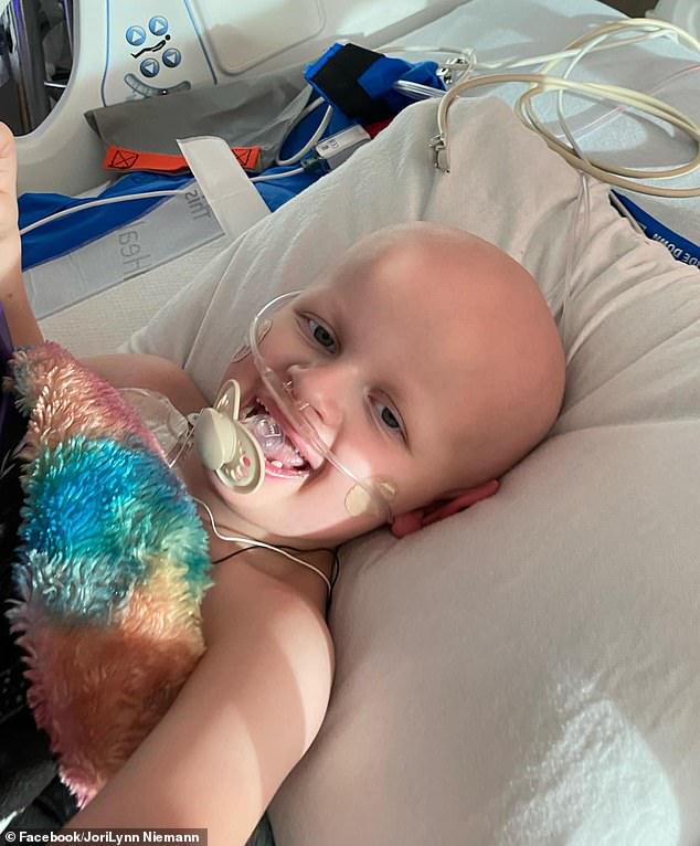 Ripplen, pictured at Primary Children's Hospital in Utah, has completed four months of treatment and has another 12 months ahead