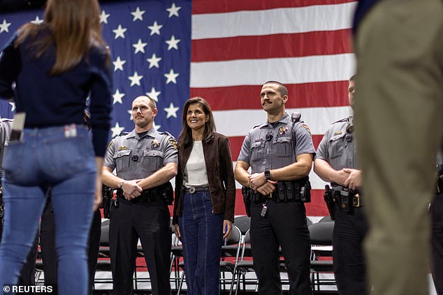 Haley posed with police at an event in South Carolina.  She has private security, but seeks protection from the Secret Service