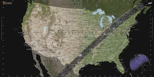 The totality zone will fall in the northeastern part of the state from Texarkana to Piggott on April 8 between 1:45 PM and 2:00 PM CDT