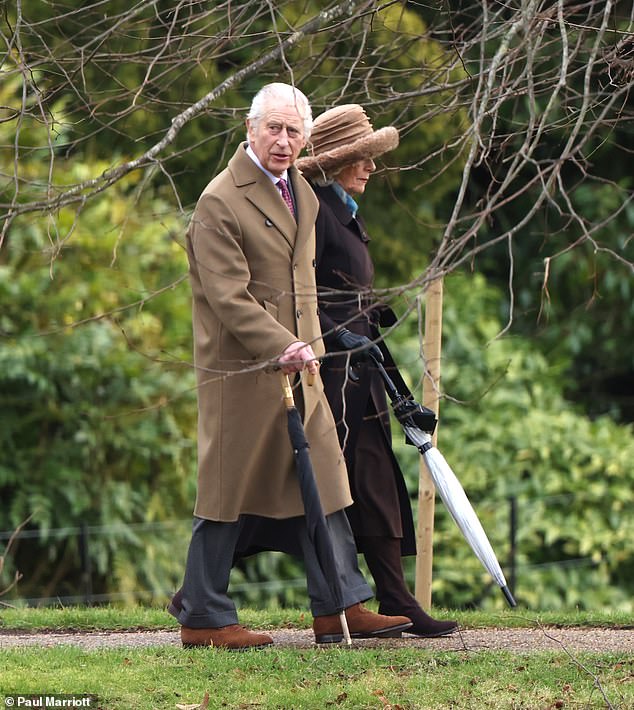 King Charles III and Queen Camilla attend Sunday Communion service at St. Mary Magdalene Church in Sandringham, Norfolk, on February 4