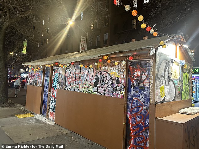 Kimura, a Japanese restaurant in the East Village, has used this heated shed for outdoor dining since the start of the Covid-19 pandemic and said it also doubles as extra seating space for customers because their restaurant is small