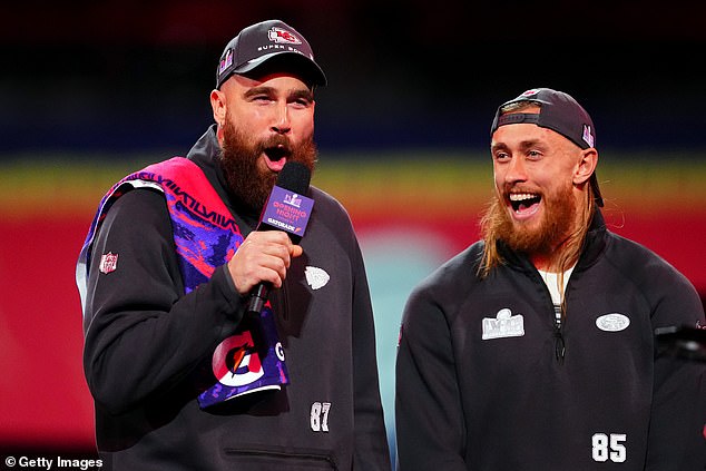 Travis Kelce took the mic that night and even received some gifts before the game