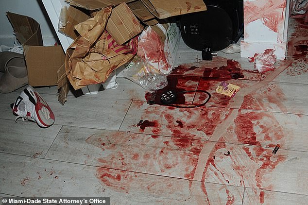 The blood-stained scene from Clenney and Obumseli's apartment