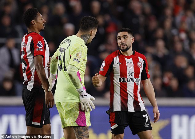 Maupay was also seen exchanging words with Man City goalkeeper Ederson during the match