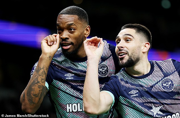 Maupay and teammate Ivan Toney mockingly recreated Maddison's famous darts celebration