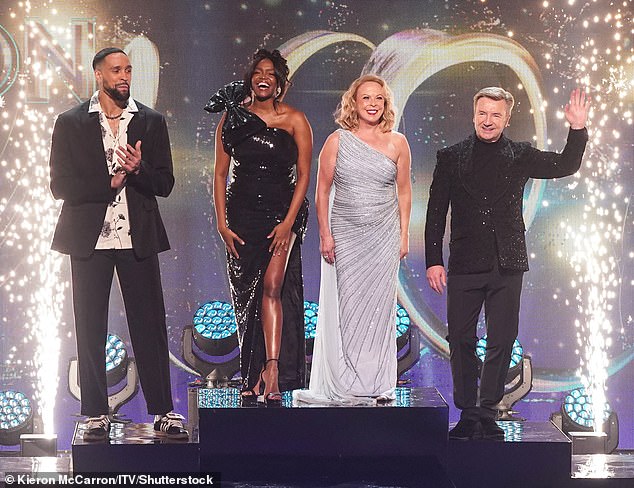 It's been a busy start to the year for Oti, who returned to her role on the Dancing On Ice judging panel just three weeks after announcing the birth of her daughter (pictured with Ashley Banjo, Jayne Torvill and Christopher Dean) .