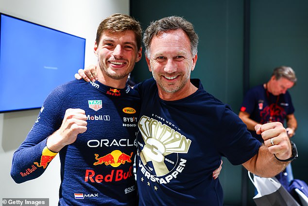 Horner with Red Bull's Formula 1 champion Max Verstappen in Qatar on October 7 last year