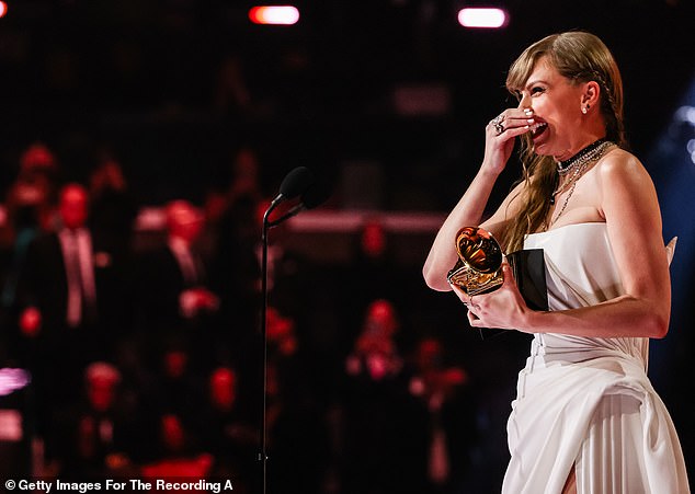 The 34-year-old singer broke records at the prestigious music ceremony on Sunday night when she was awarded the gong for her 2023 album, Midnights