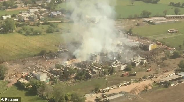 Smoke coming from the factor after the explosion