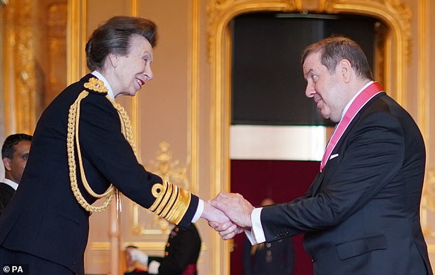 The Princess Royal (pictured at the investiture on Tuesday morning) is one of the state advisers