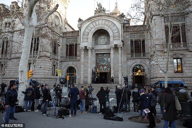 The media gather at the Barcelona court ahead of Dani Alves' trial for alleged sexual abuse