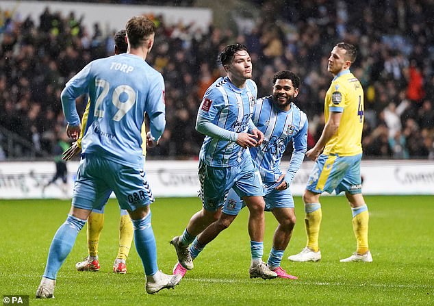 Callum O'Hare also scored twice to help Coventry to the fifth round of the FA Cup on Tuesday