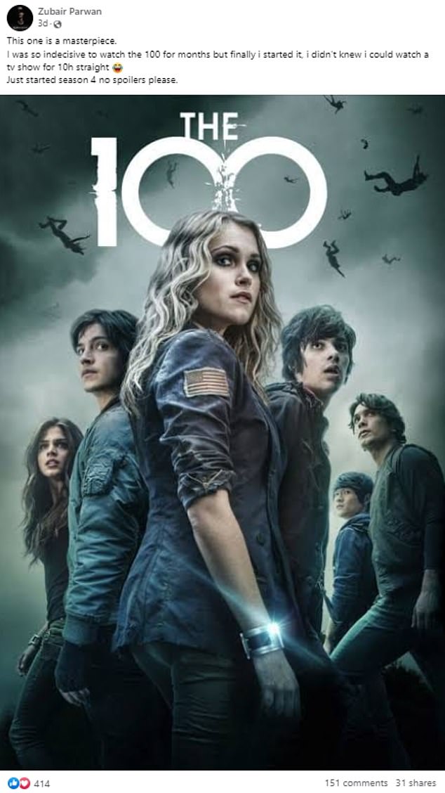 Zubwair Parwan posted on the Netflix Bangers Facebook group on February 3 and spoke highly of the popular television series The 100