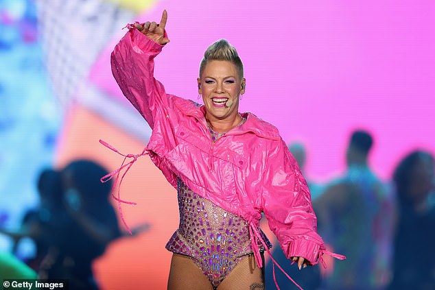 Her post comes just days before the Australian leg of her Summer Carnival tour finally kicks off on Friday, February 9 (Pink is pictured on stage in Arizona in October)