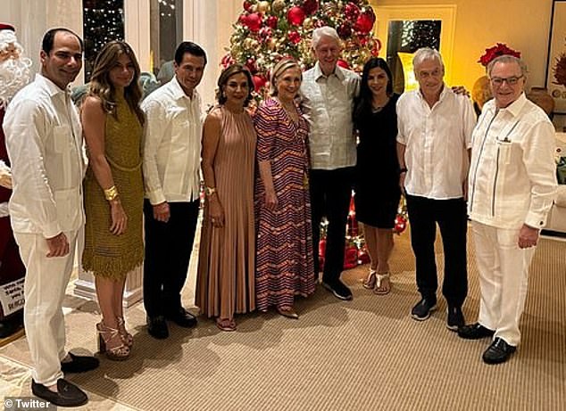 Pinera is seen with Bill and Hillary Clinton and former President of Mexico Enrique Pena Nieto (third from left) in a December 2023 photo