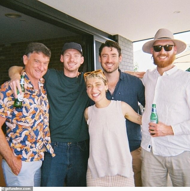 Bella Ainsworth (pictured center with family members including brother Matt, back right) received the devastating news that she had a rare and terminal cancer just weeks after the birth of her first son