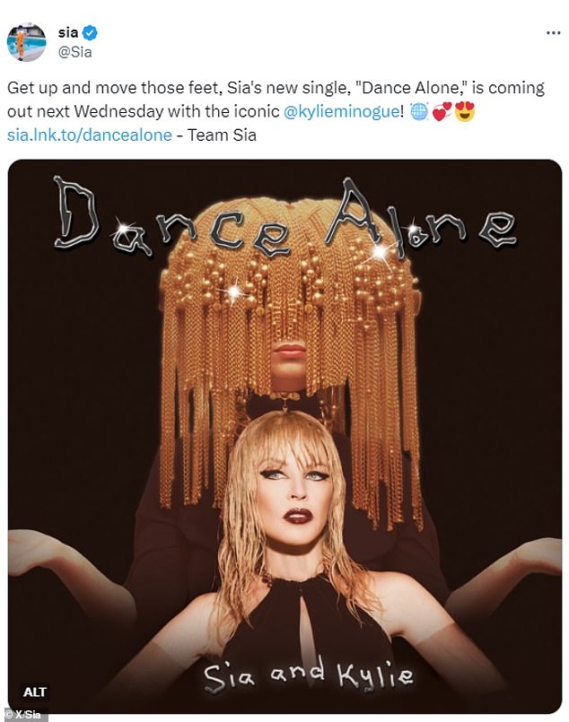 Sia shared a teaser of the duet on X, formerly Twitter, with an image of the single image showing both icons looking spectacular