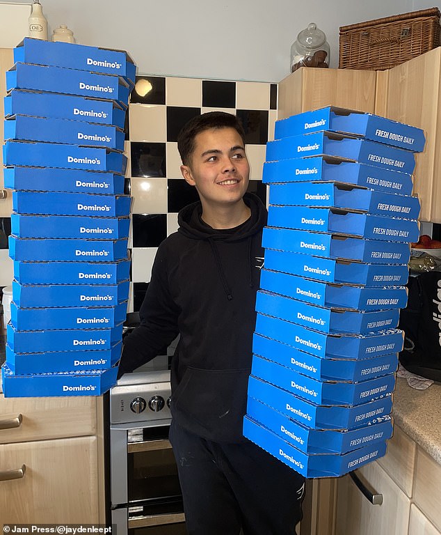 Jayden ate a small Domino's pizza (9.5 inches) every day for an entire month.