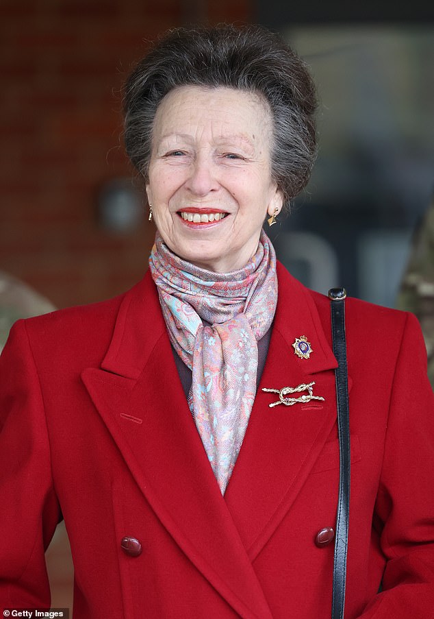 The Princess Royal, 73, appeared in good spirits as she arrived at St George's Barracks in Bicester today