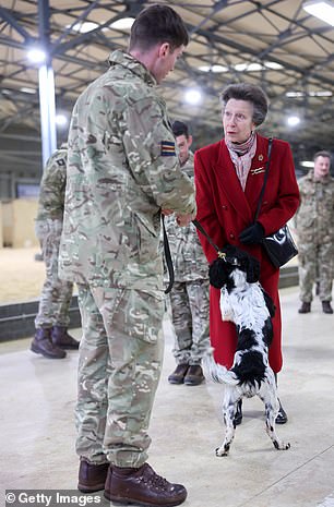 A protection dog jumped up to the Princess Royal