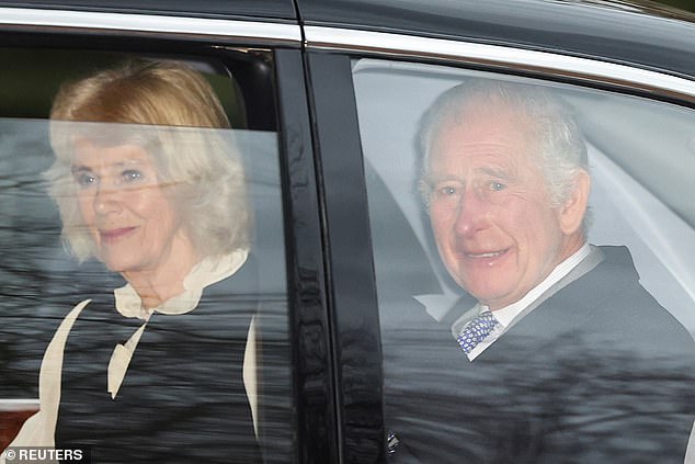 Harry's motorcade then departed at 3:32 p.m., while Charles and Camilla left for Sandringham at 3:38 p.m. - just six minutes later.  Cheeky.  Not even a delay for optics' sake.