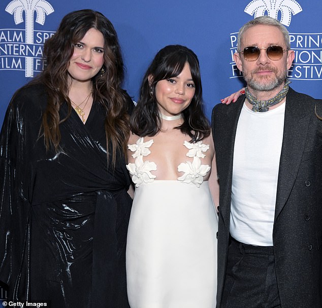 Director Jade Halley Bartlett pictured with Jenna and Martin at the world premiere of Miller's Girl at the 35th annual Palm Springs International Film Festival last month