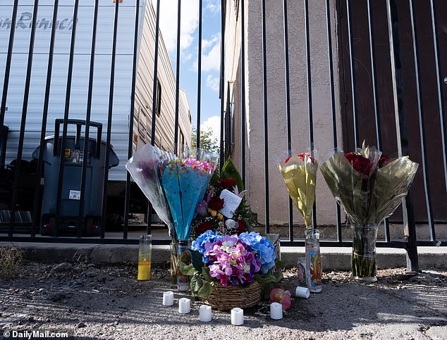 Flowers were left at the scene with a poignant message on one bouquet: 'You are a hero!!!'