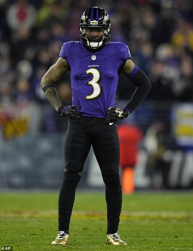 Odell Beckham Jr.  of the Baltimore Ravens plays during the AFC Championship NFL football game on January 28, 2024 in Baltimore.  (AP Photo/Matt Slocum)