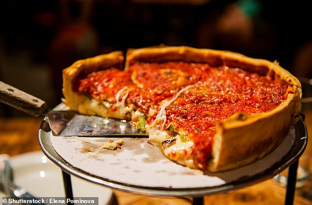 Chicago-style pizzas can be prepared in a variety of ways, including the regular deep dish (pictured) or stuffed pie, as well as a thin-crust version