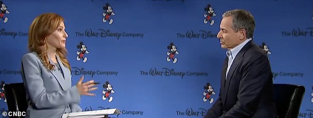 The head of the entertainment conglomerate was asked by CNBC for his response to Musk's promise to fund a Disney employee's lawsuit against the company, but he replied: 'None'