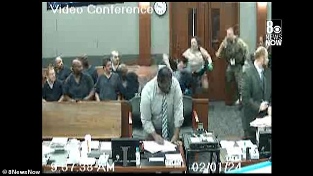 Langham, who had just pleaded guilty last year to biting a corrections officer's hand, was seen initiating an aggressive attack last Thursday in Clark County District Court Judge Bita Yeager's courtroom.