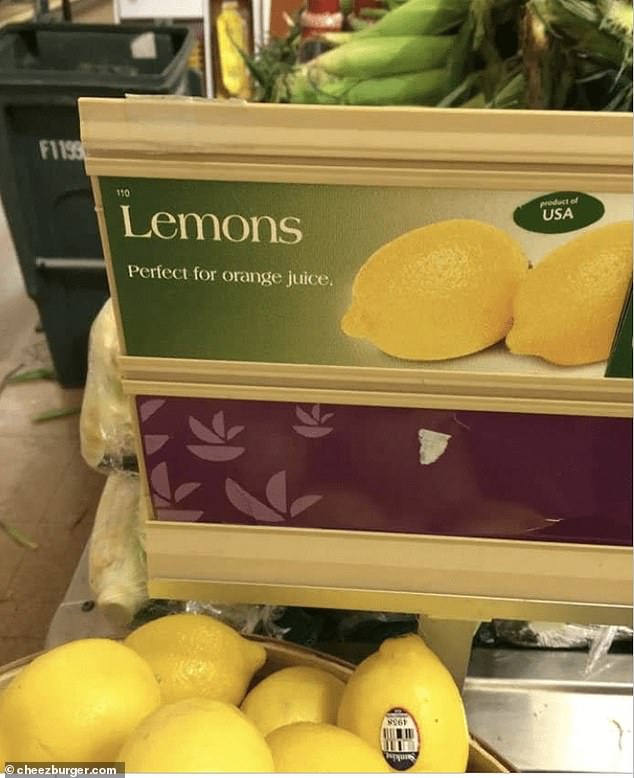 Meanwhile, a supermarket in the US is promoting sales of lemons by advertising how good they are in orange juice