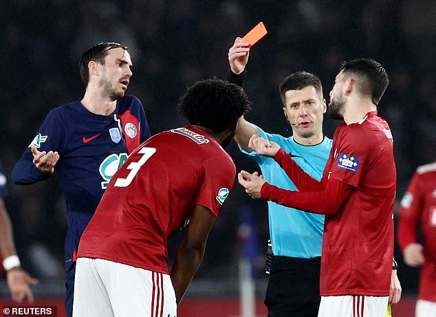 Brassier received a second yellow card for the challenge and was sent off in the second period