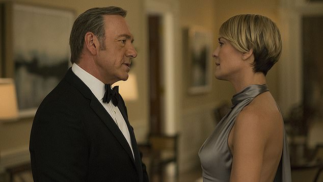 Kevin Spacey (left) in the show House of Cards, from which he was fired in 2017