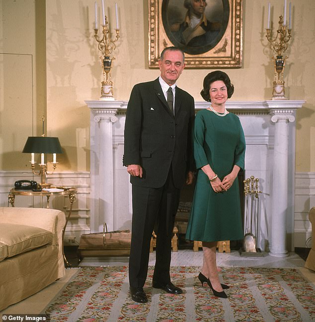 Lyndon B Johnson, a competitive womanizer, claimed he had more wives by accident than John F Kennedy did by design.  He is depicted with his wife Lady Bird