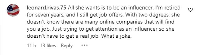 Although Santos received sympathetic responses from young people in the same situation, she also received a lot of criticism, with some users even accusing her of faking her job search and crying on camera.