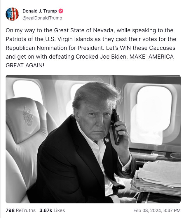 Trump posts on Truth Social Thursday ahead of the Nevada GOP caucuses