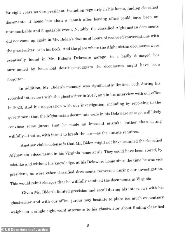 The details of the report fade from Biden's memory, both in conversations with his ghostwriter and with investigators.  The conclusion is that jurors may have thought he made an innocent mistake