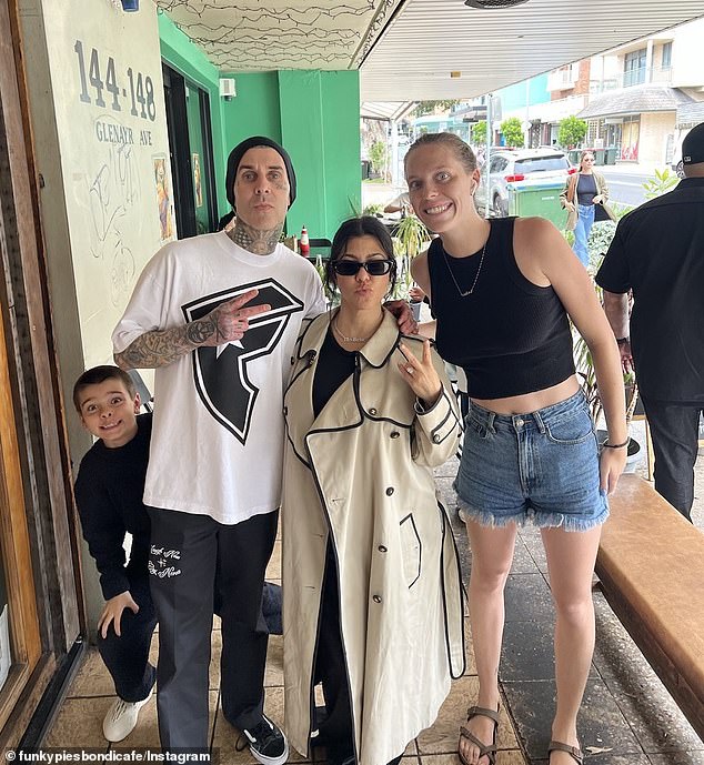 After arriving at the star of the week, she and her husband Travis visited popular BondiTony's Burger Joint and vegan pie shop Funky's.