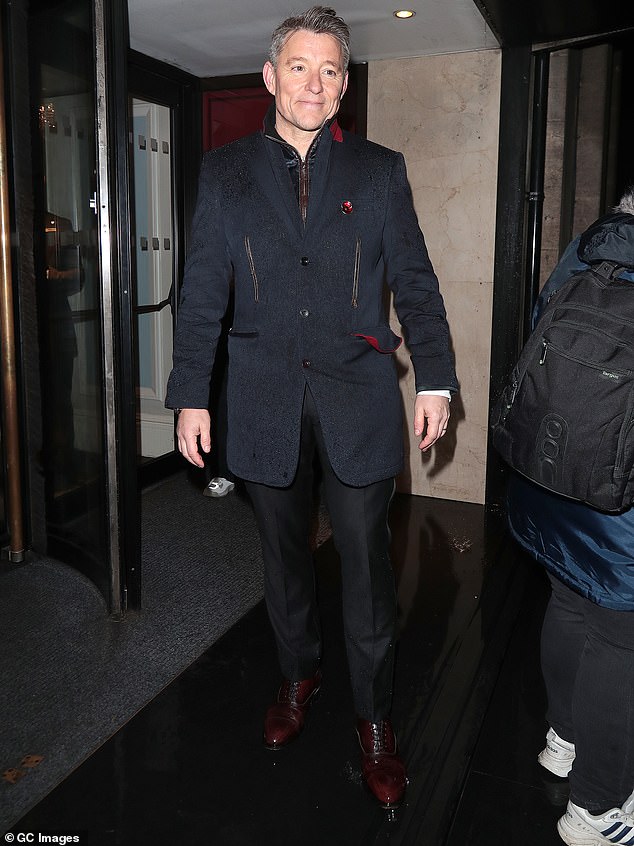 Ben Shephard, another presenter, looked handsome in his artistic dark blue coat and shiny red-brown shoes