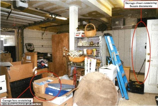 The box circled in the foreground contained documents about Afghanistan.  The photo was taken in Biden's garage in December 2022, along with other household items